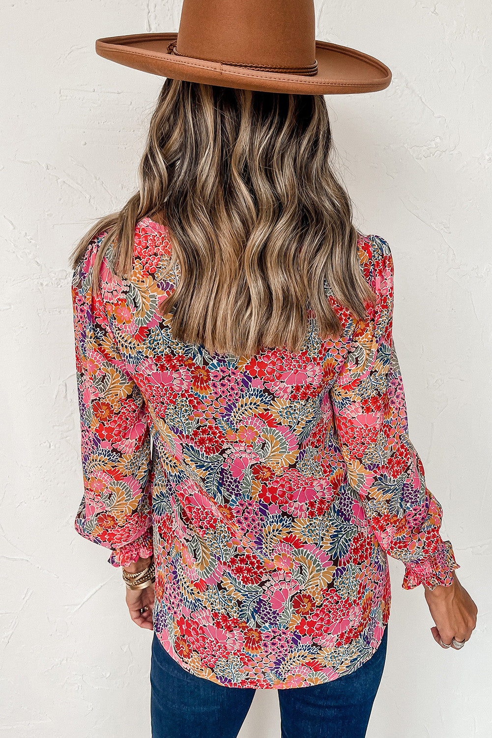 Multicolour Puff Sleeve Floral Blouse