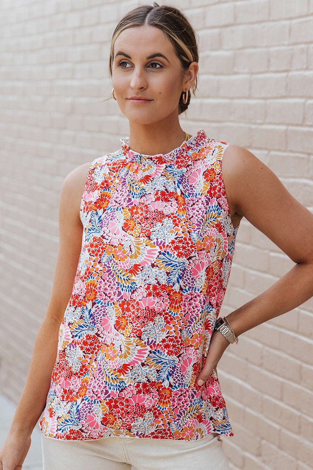 Multicolour Floral Print Relaxed Tank Top
