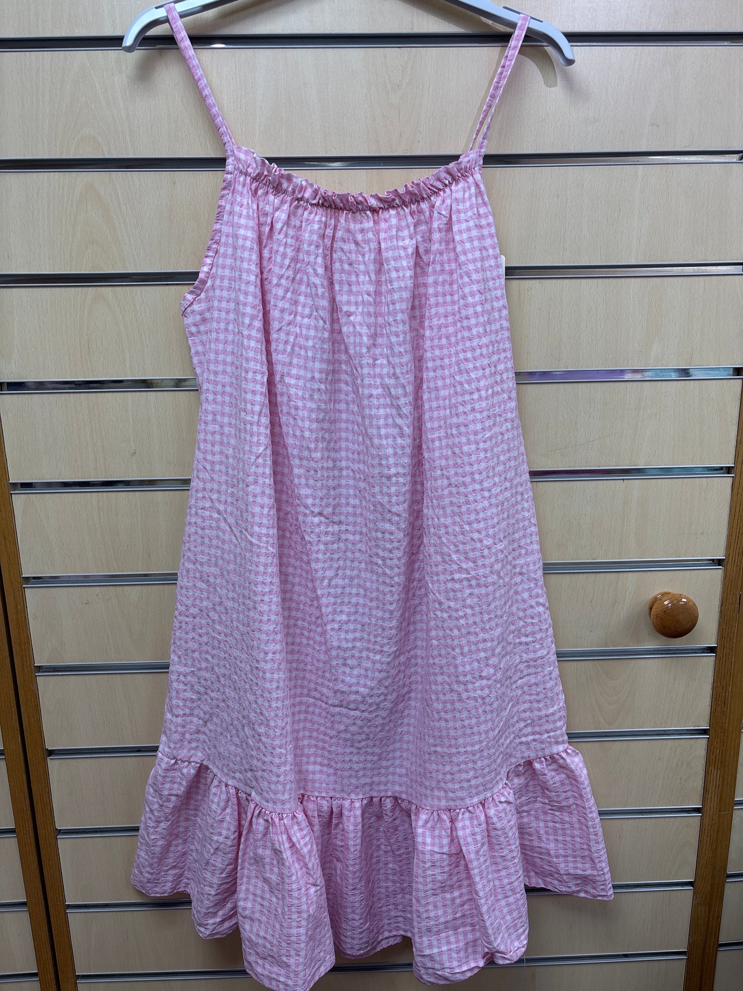 Gingham Strappy Dress in Light Pink