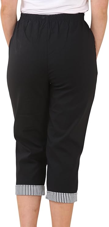 Cherry Berry Elasticated Cropped Trousers in Navy