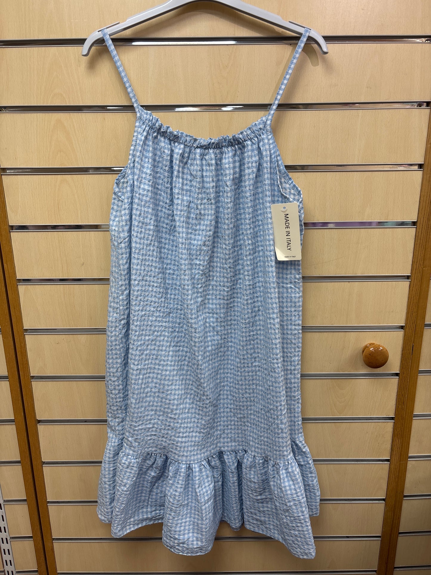 Gingham Strappy Dress in Light Blue