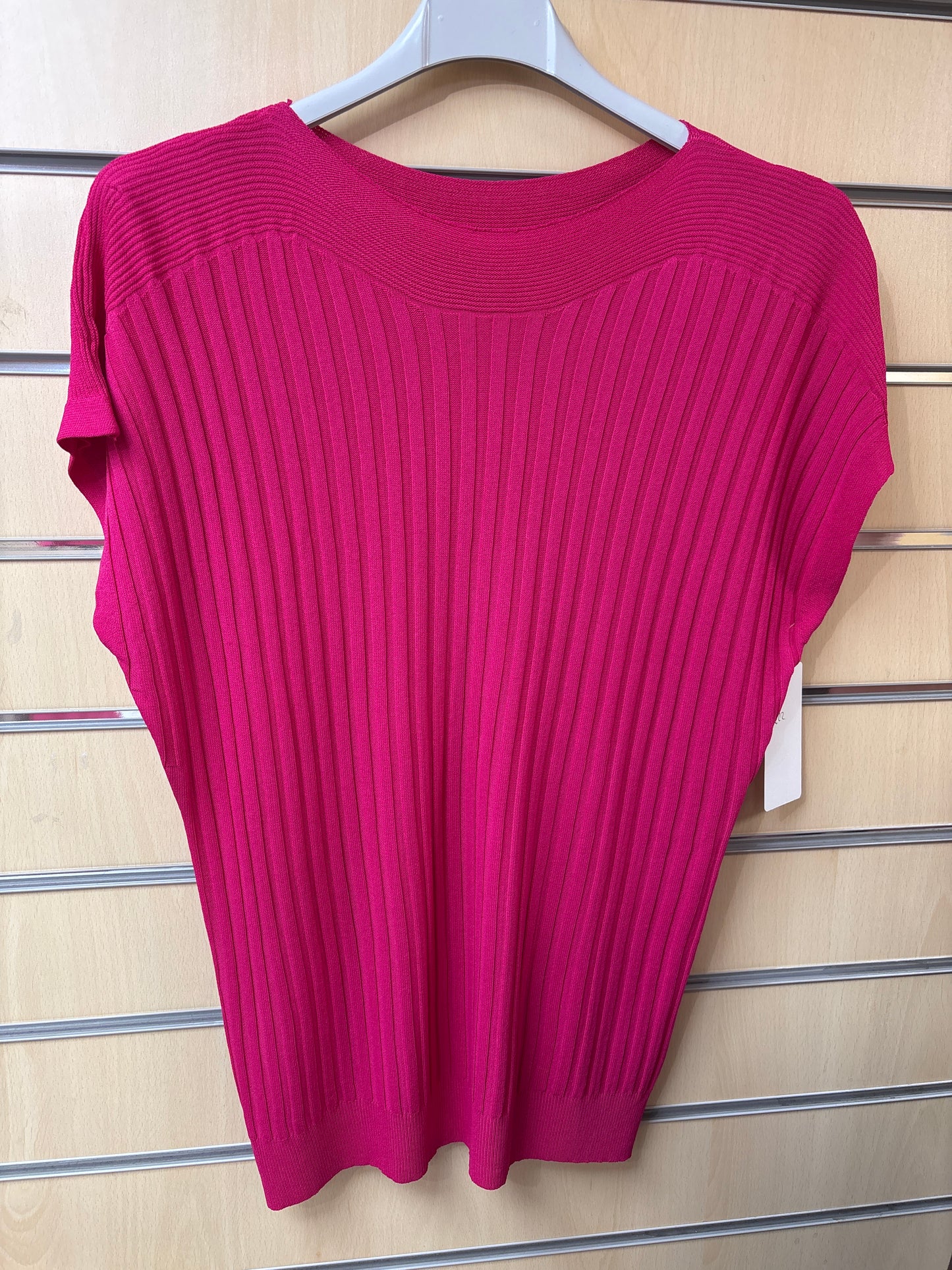 Capped Sleeve Ribbed Top in Pink