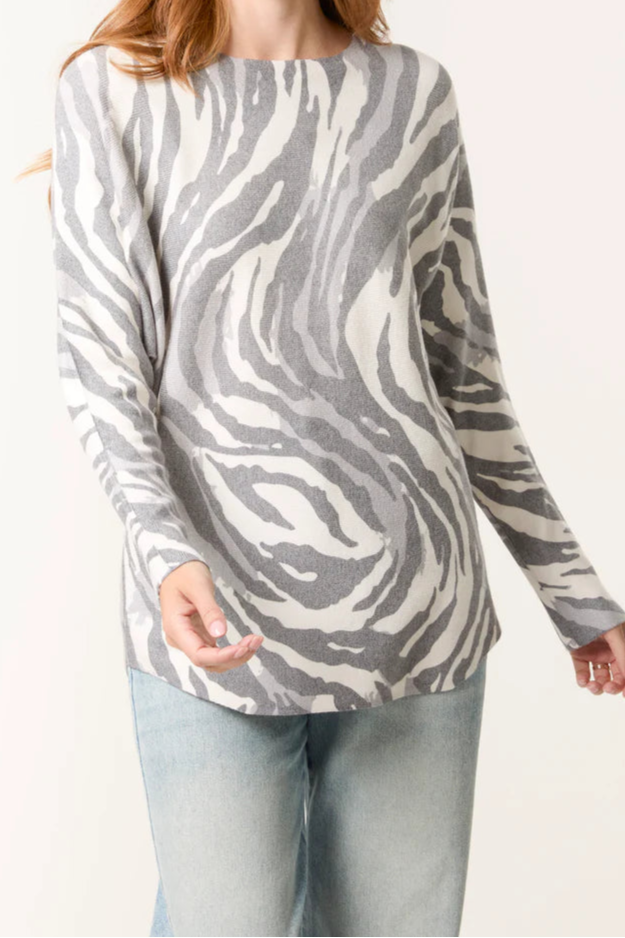 Zebra Print Round Neck Jumper