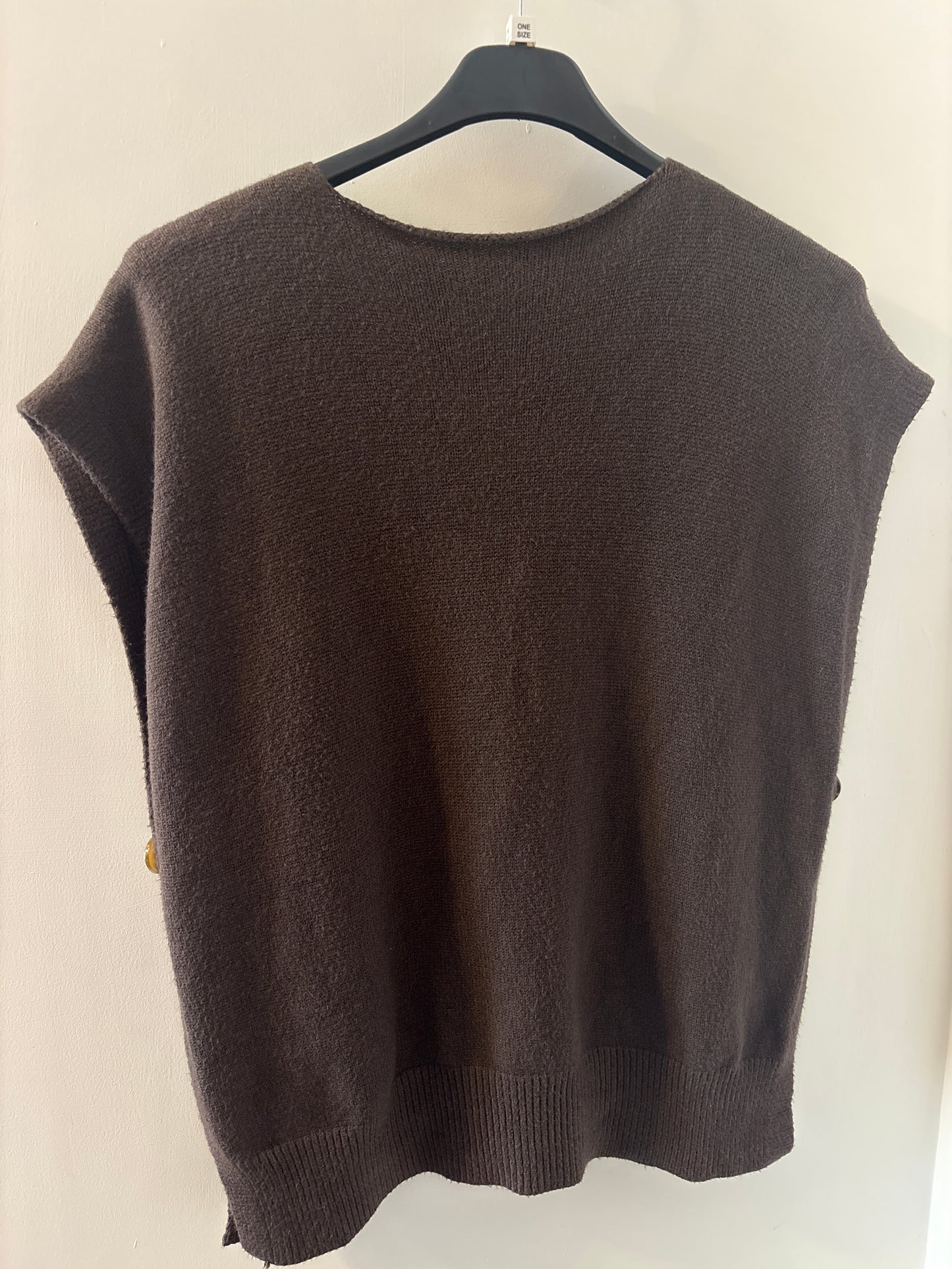 Brown V Neck Sleeveless Pullover
