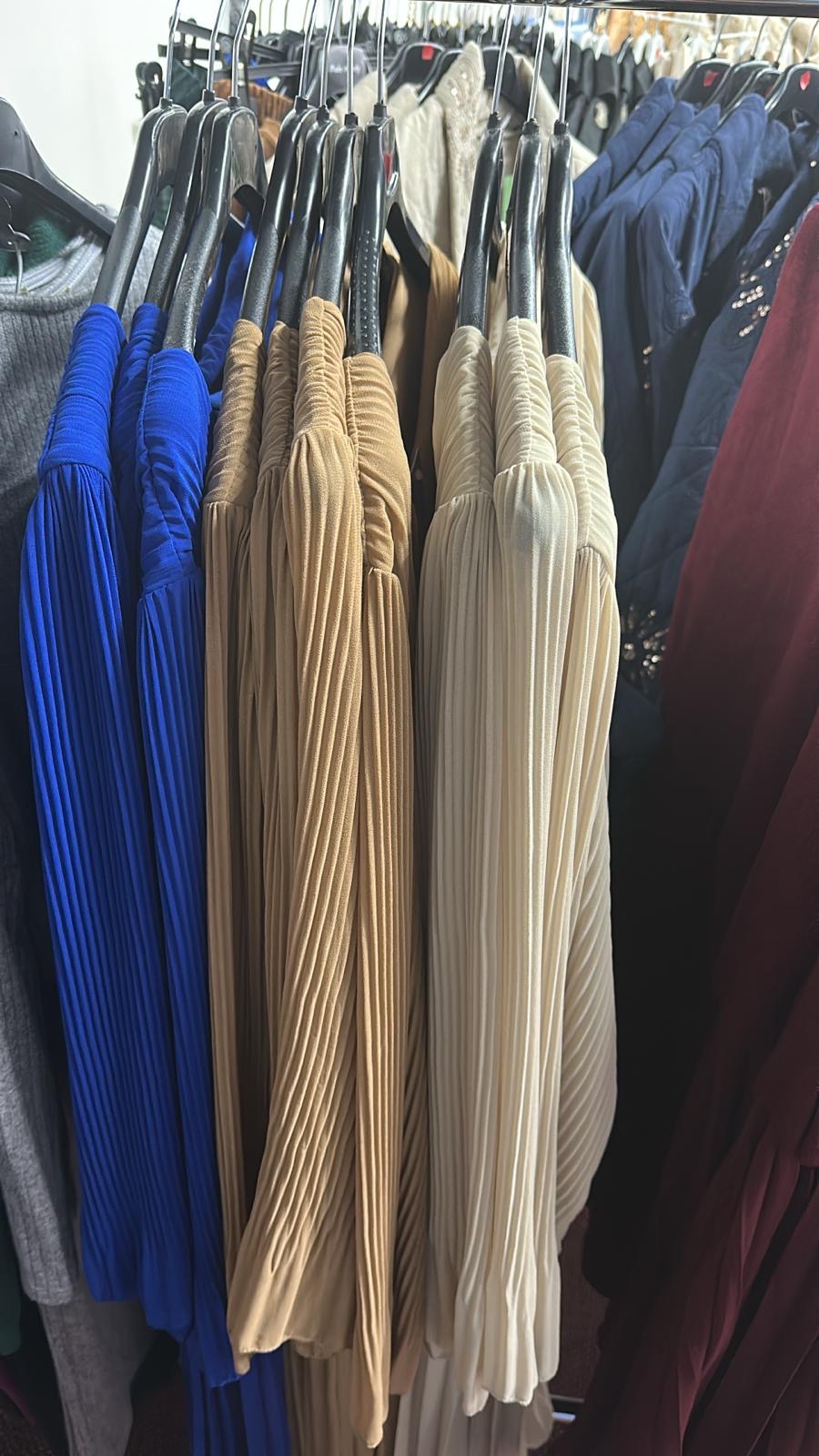 Pleated Long Sleeve Dress