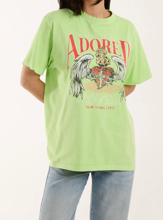 Lime Adored Print Cotton T-Shirt