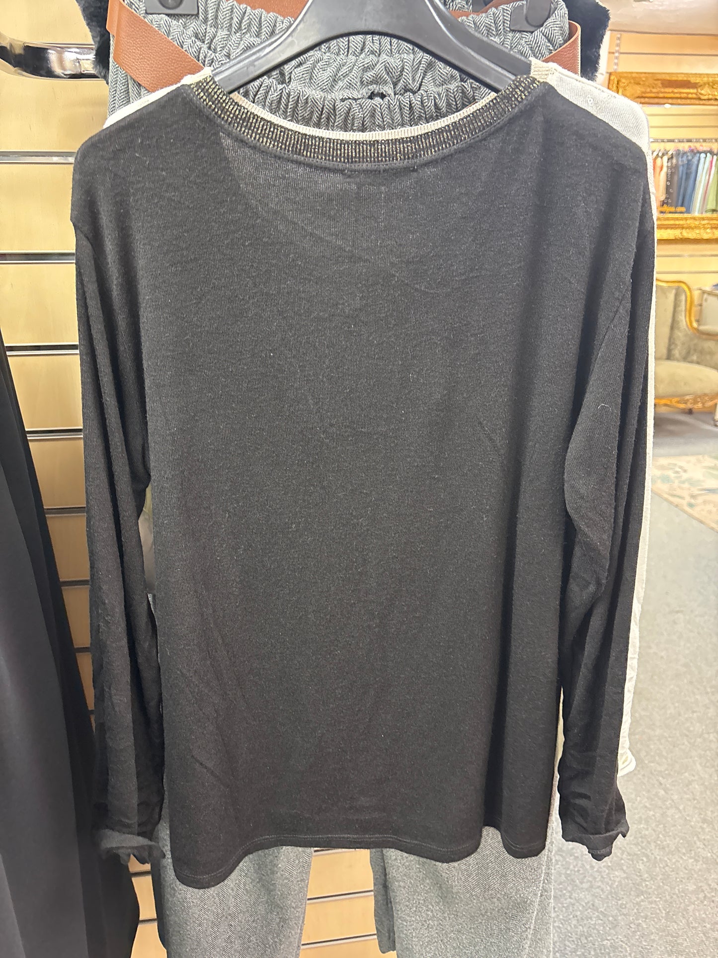 Sequin Detail Top in Black