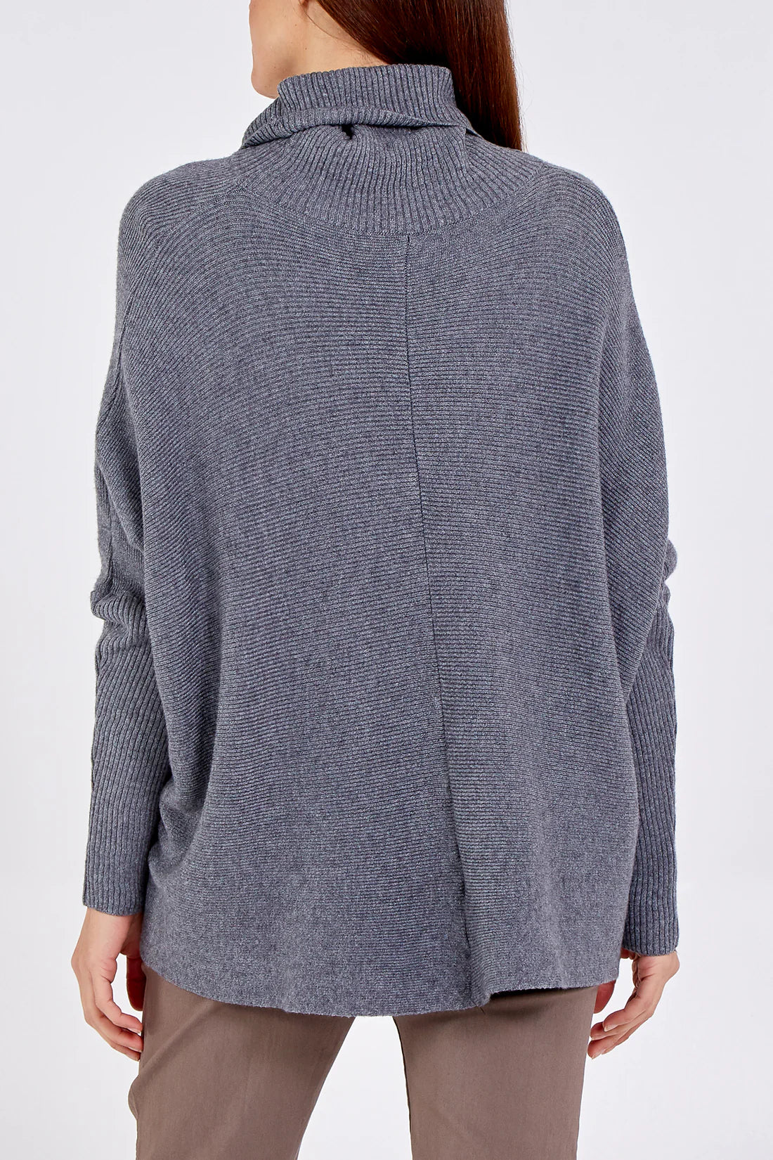 Long Sleeve Roll Neck Jumper in Grey