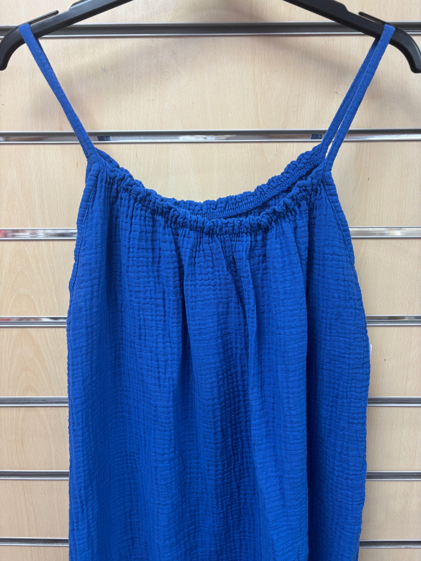Cotton Strappy Dress in Blue