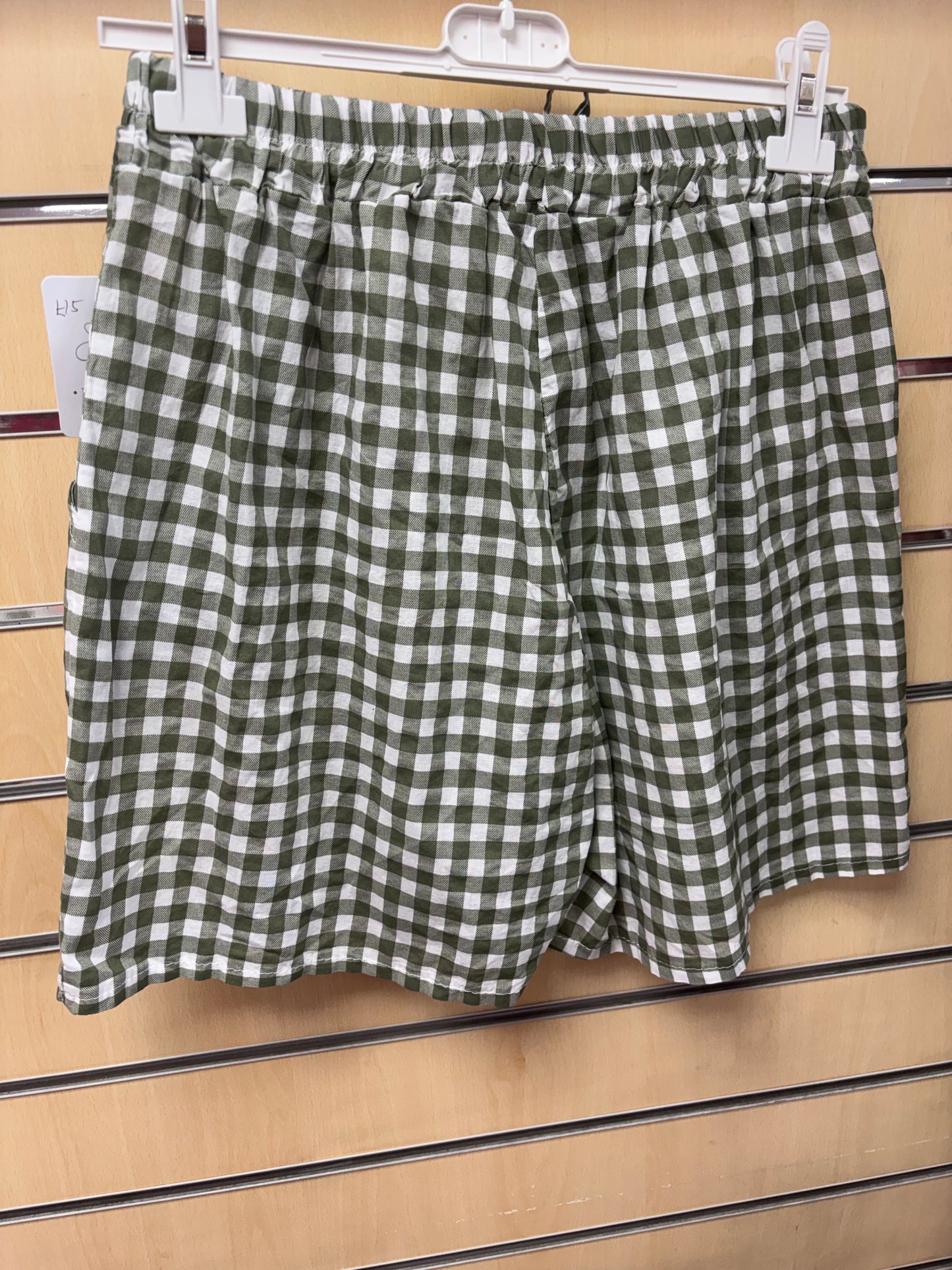 Gingham Shorts in Khaki