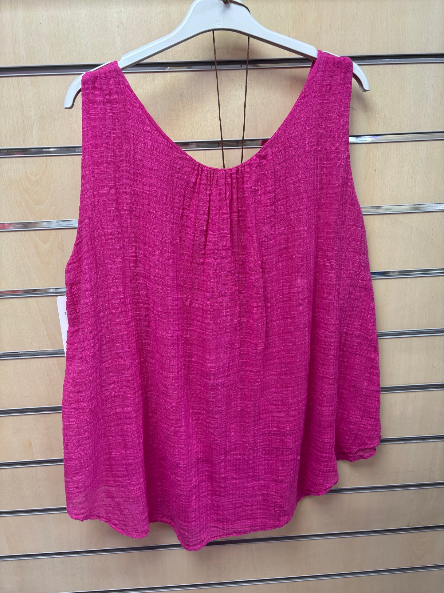Cotton Vest Top with Necklace in Pink