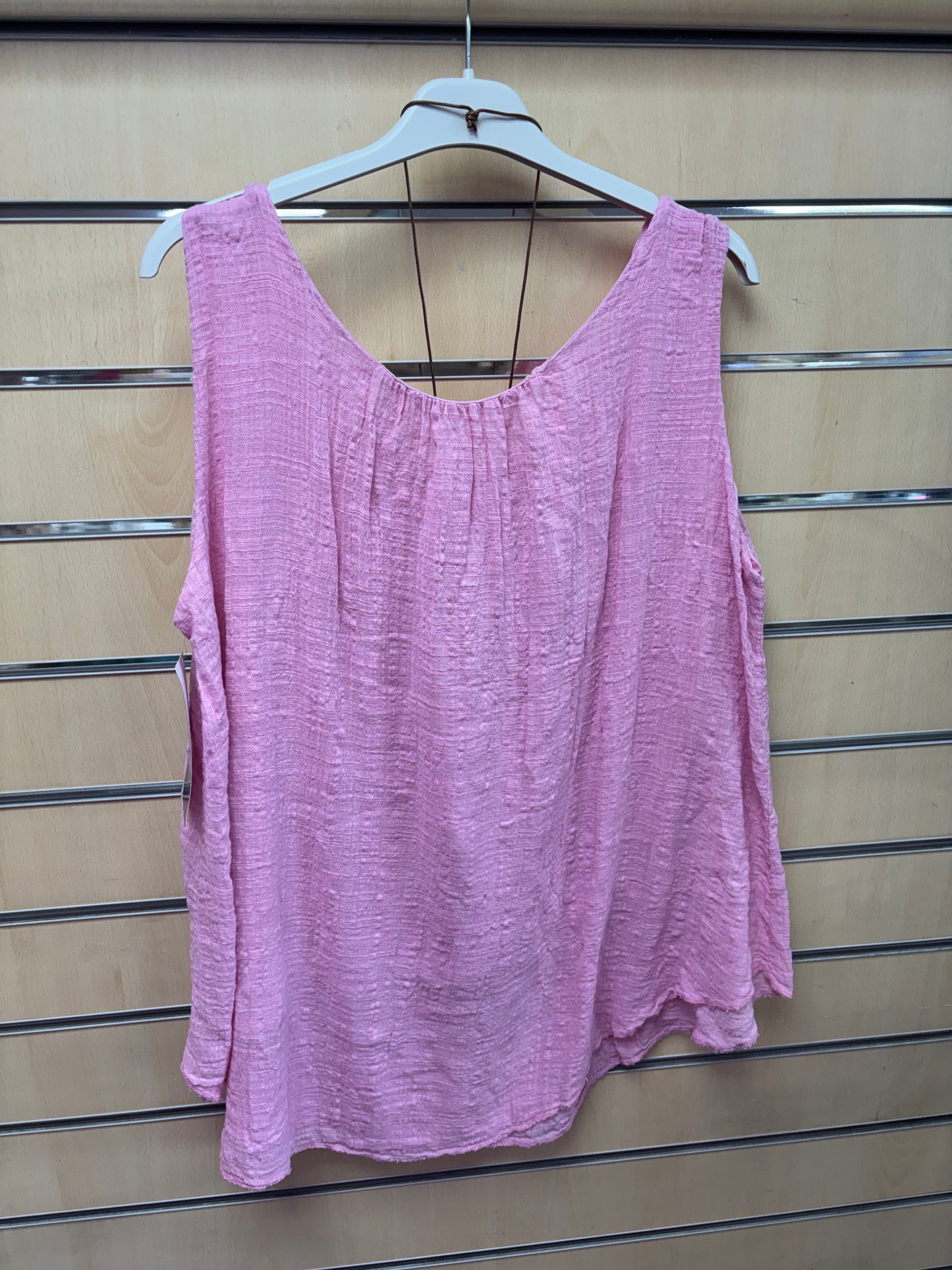 Cotton Vest Top with Necklace in Baby Pink