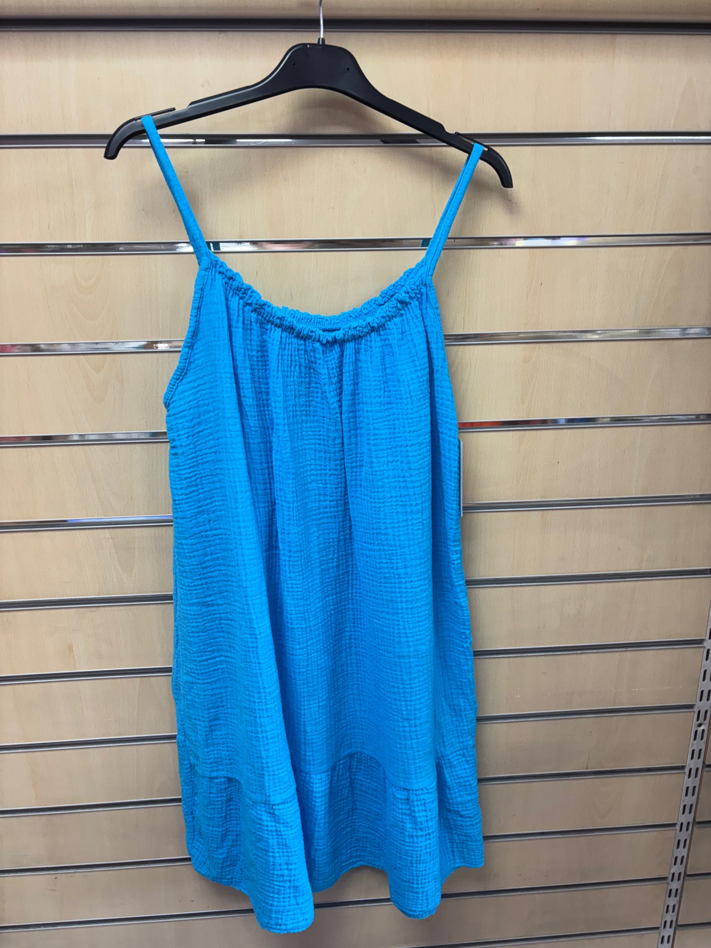 Cotton Strappy Dress in Bright Blue