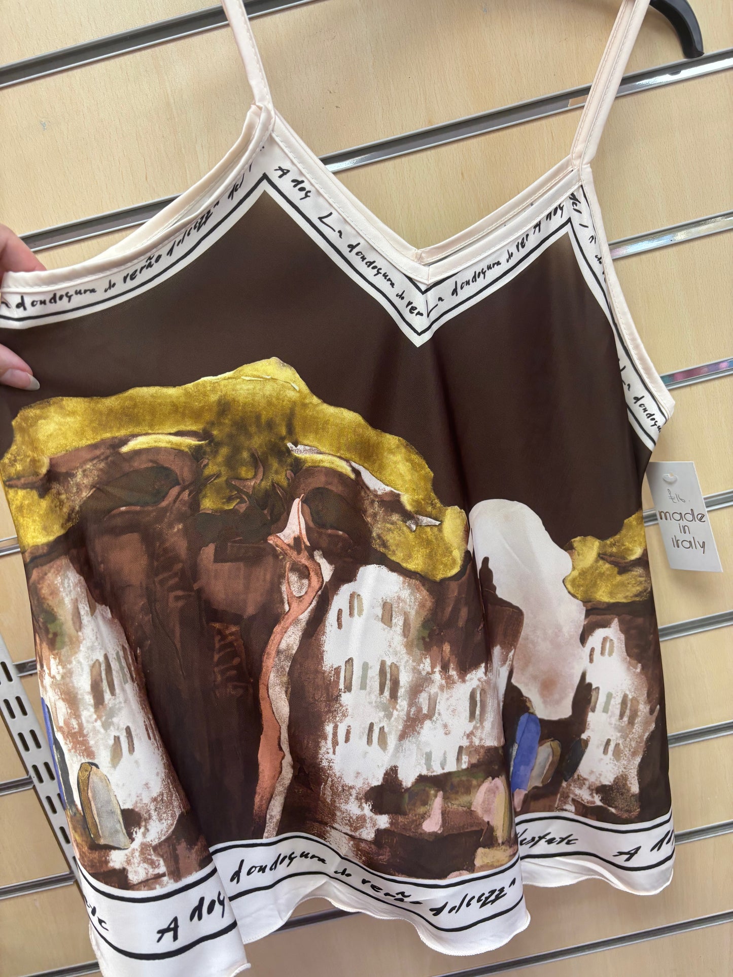 Cami Border Print Top in Brown
