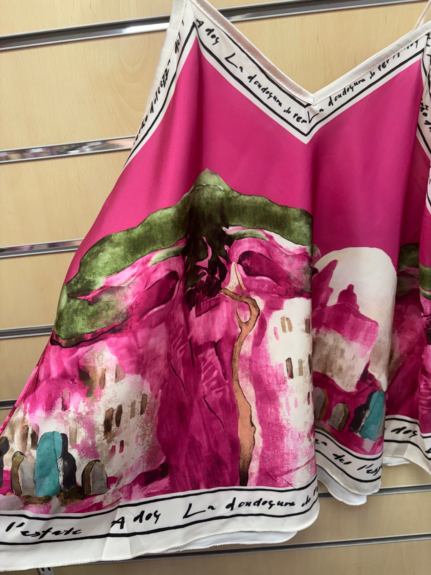 Cami Border Print Top in Magenta