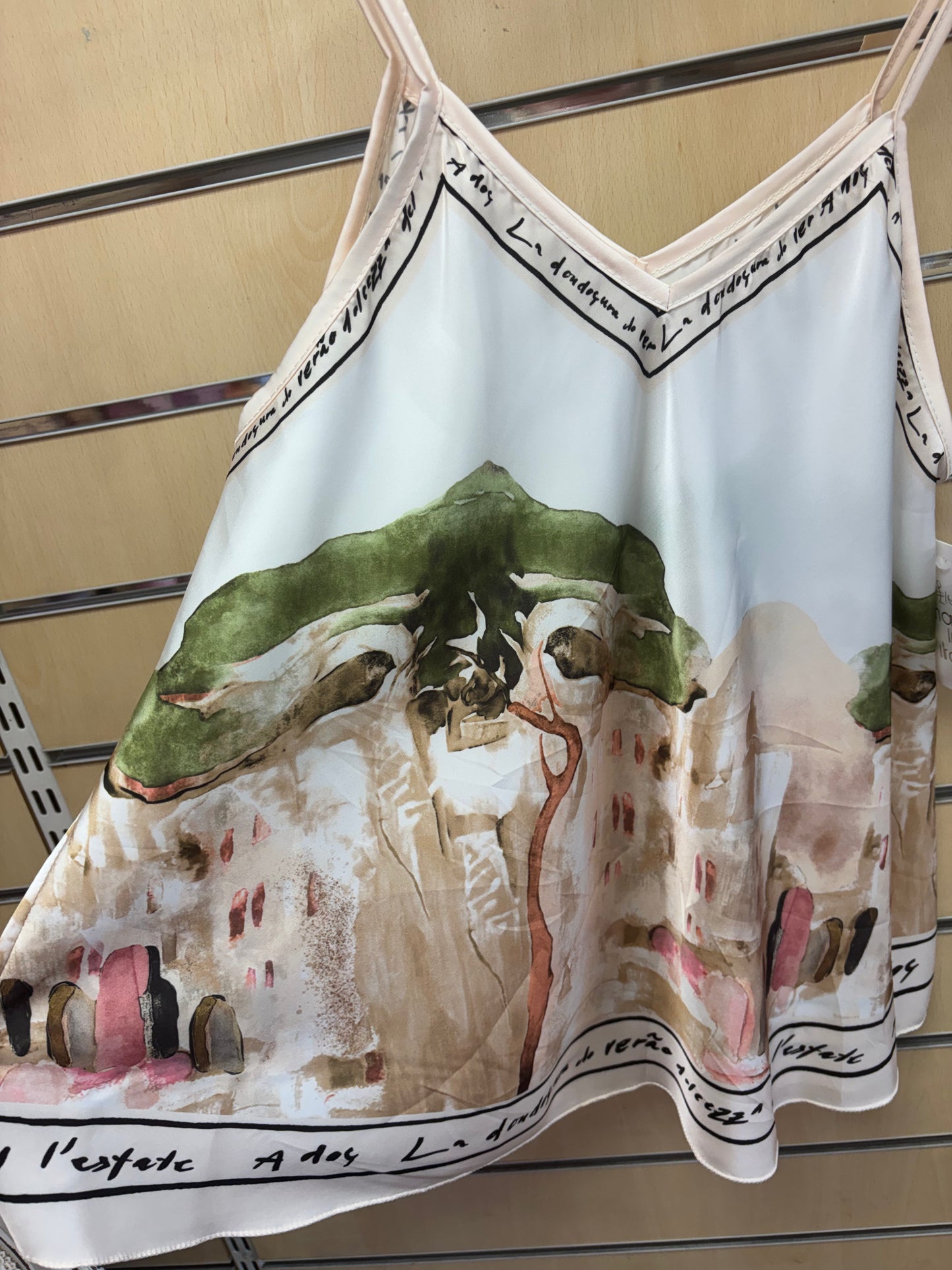 Cami Border Print Top in Cream