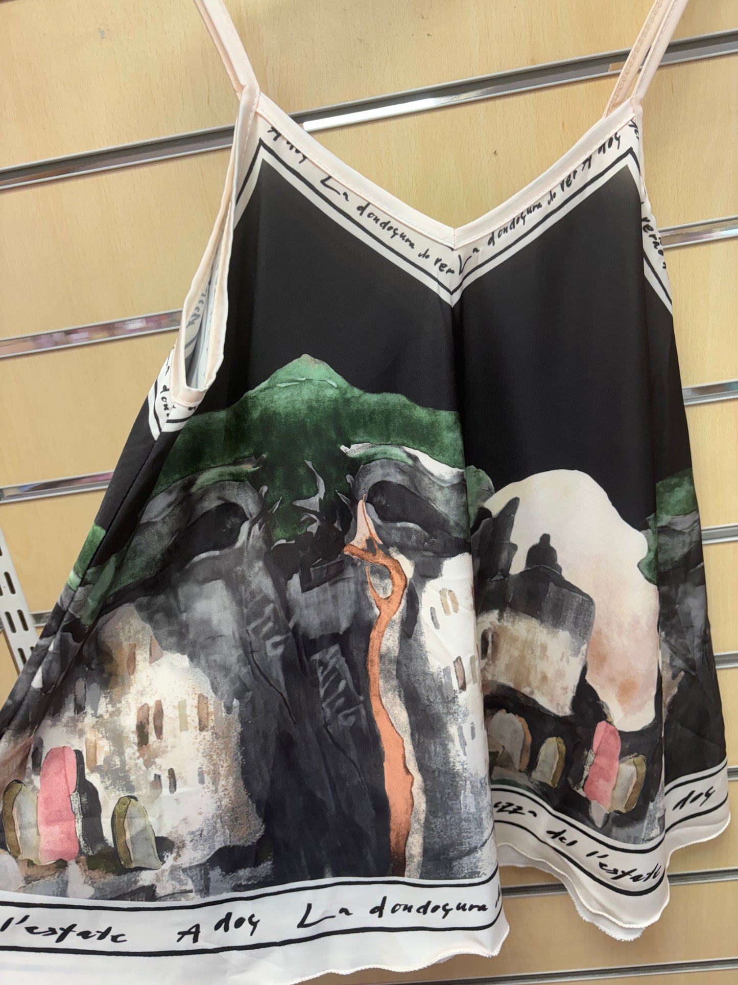 Cami Border Print Top in Black