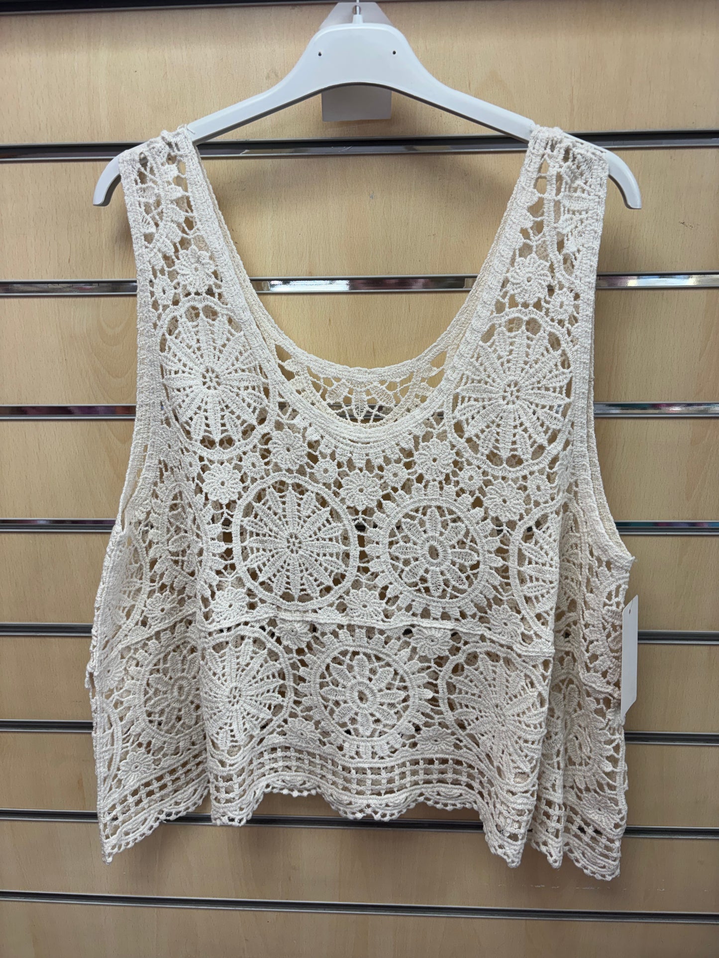 Crochet Vest Top in Beige