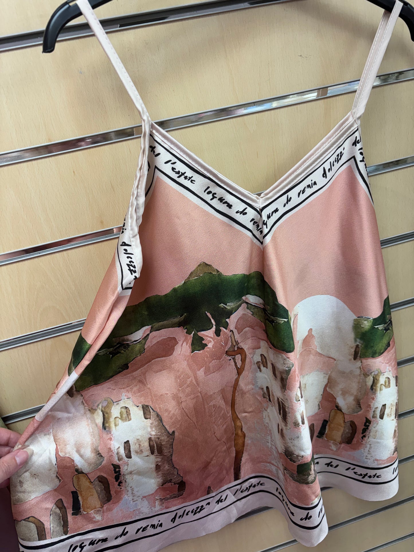 Cami Border Print Top in Peach