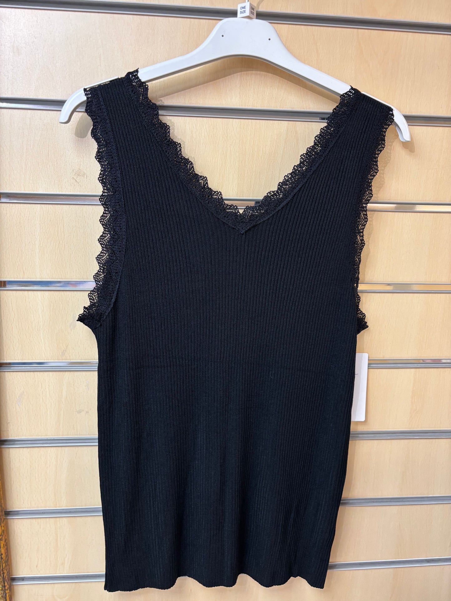 Black lace trim vest top