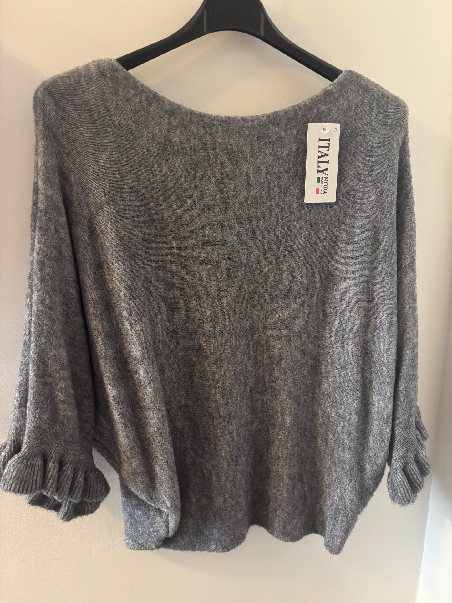 Frill Sleeve Jumper in Grey