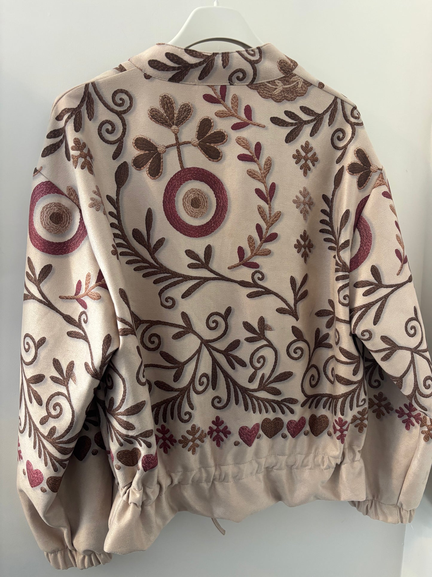 Suede Style Bomber Jacket in Cream