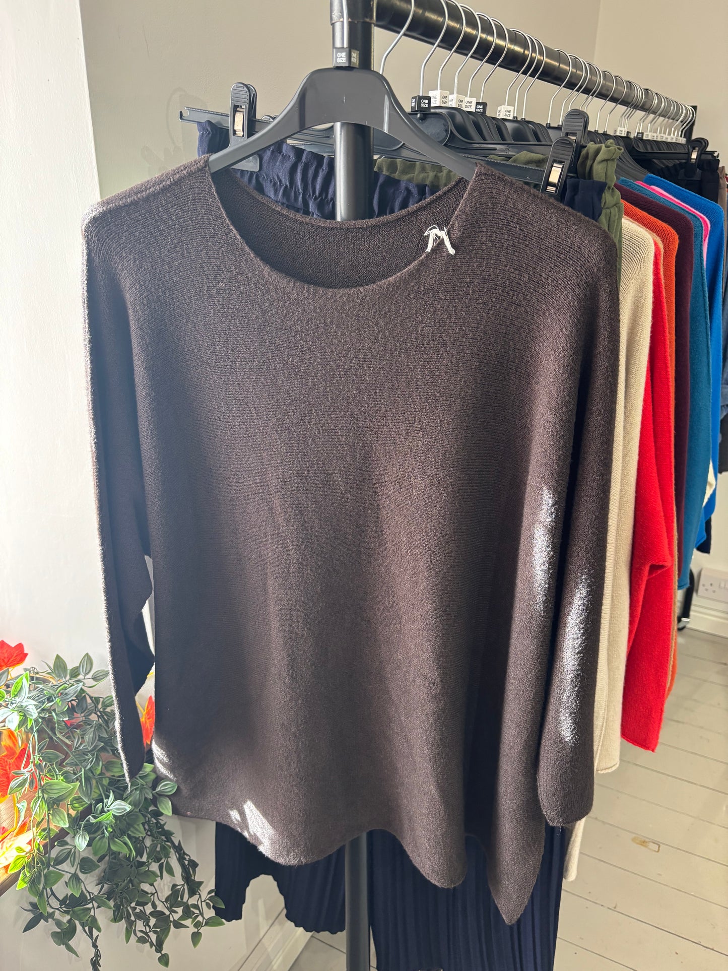 Plus Size Soft Knit Made in Italy Jumper in Chocolate