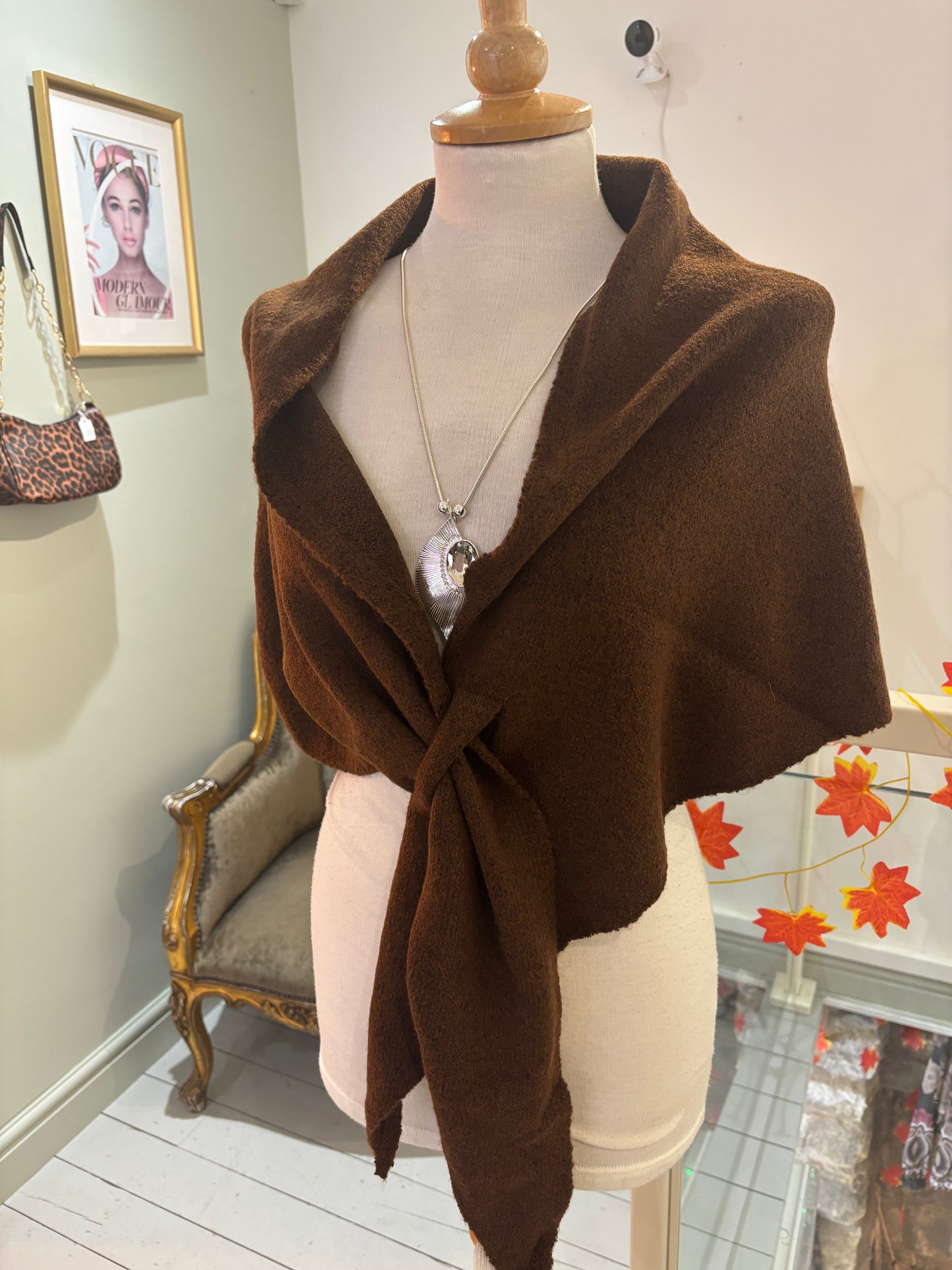 Triangle Wrap Scarf in Brown