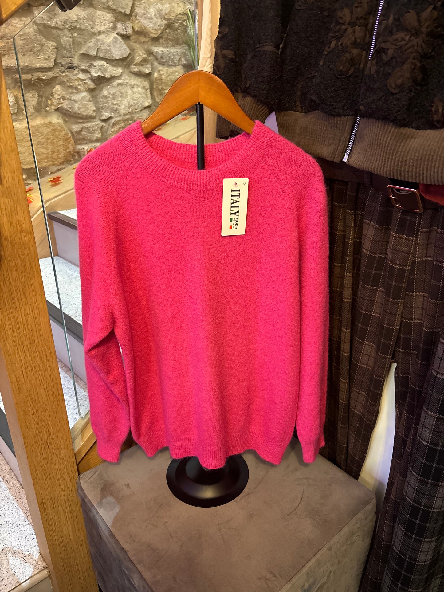 Soft Crew Neck Jumper in Pink