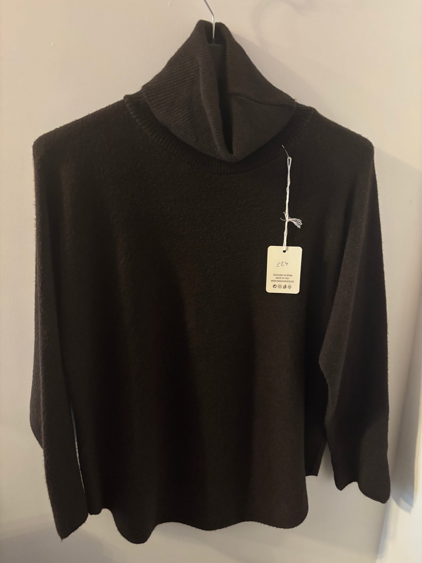 Roll Neck Jumper in Brown