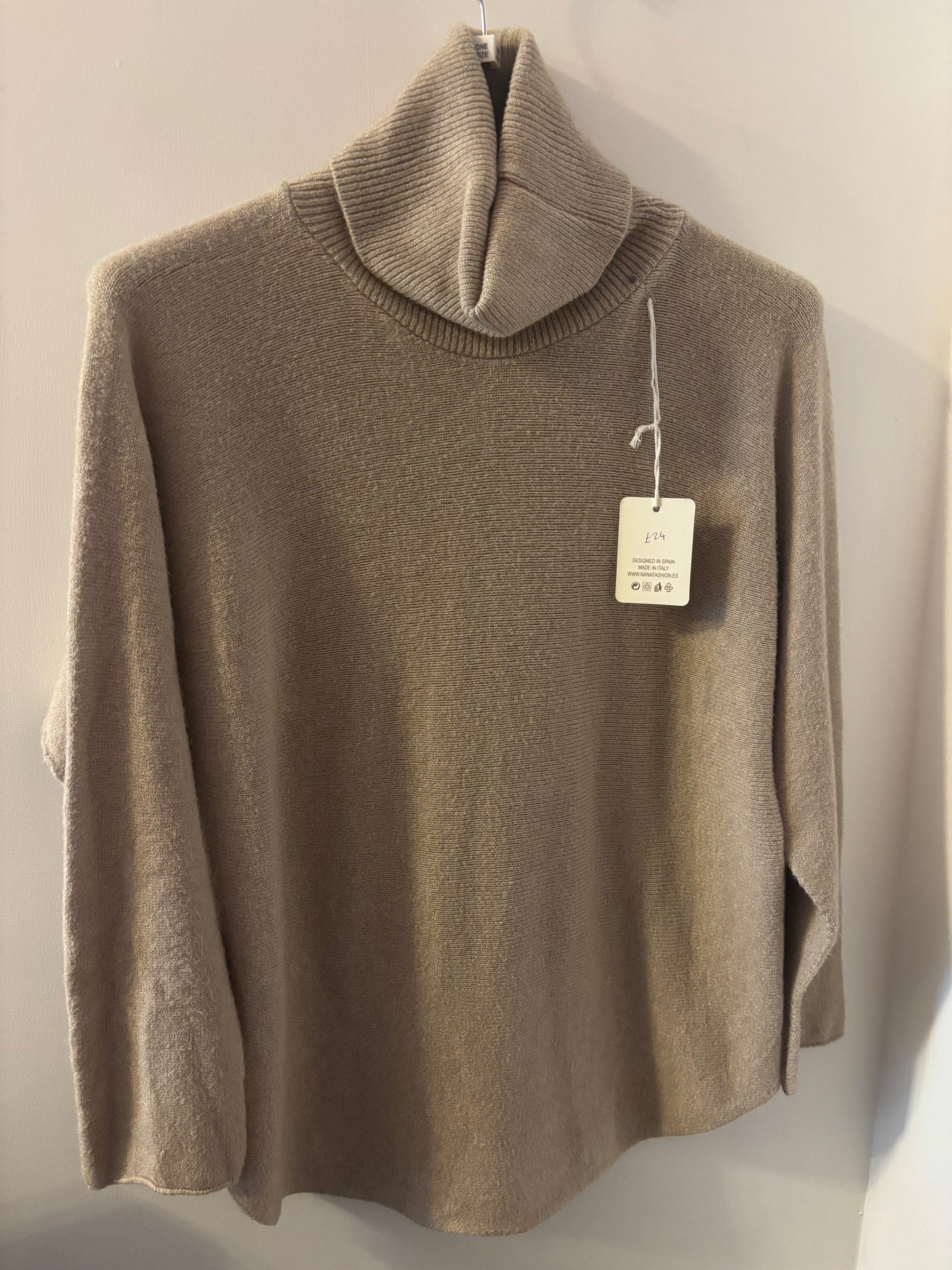 Roll Neck Jumper in Beige