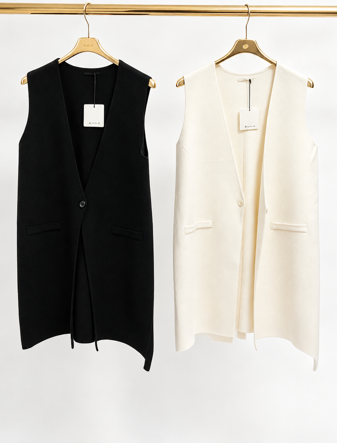 Button Waistcoat in Black or Ivory