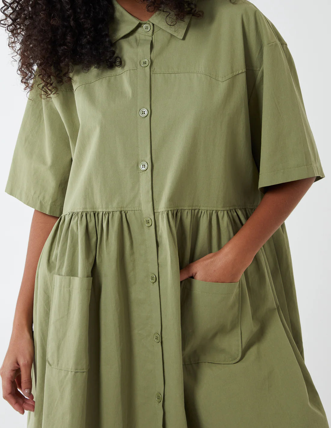 Short Sleeve Smock Shirt Dress
