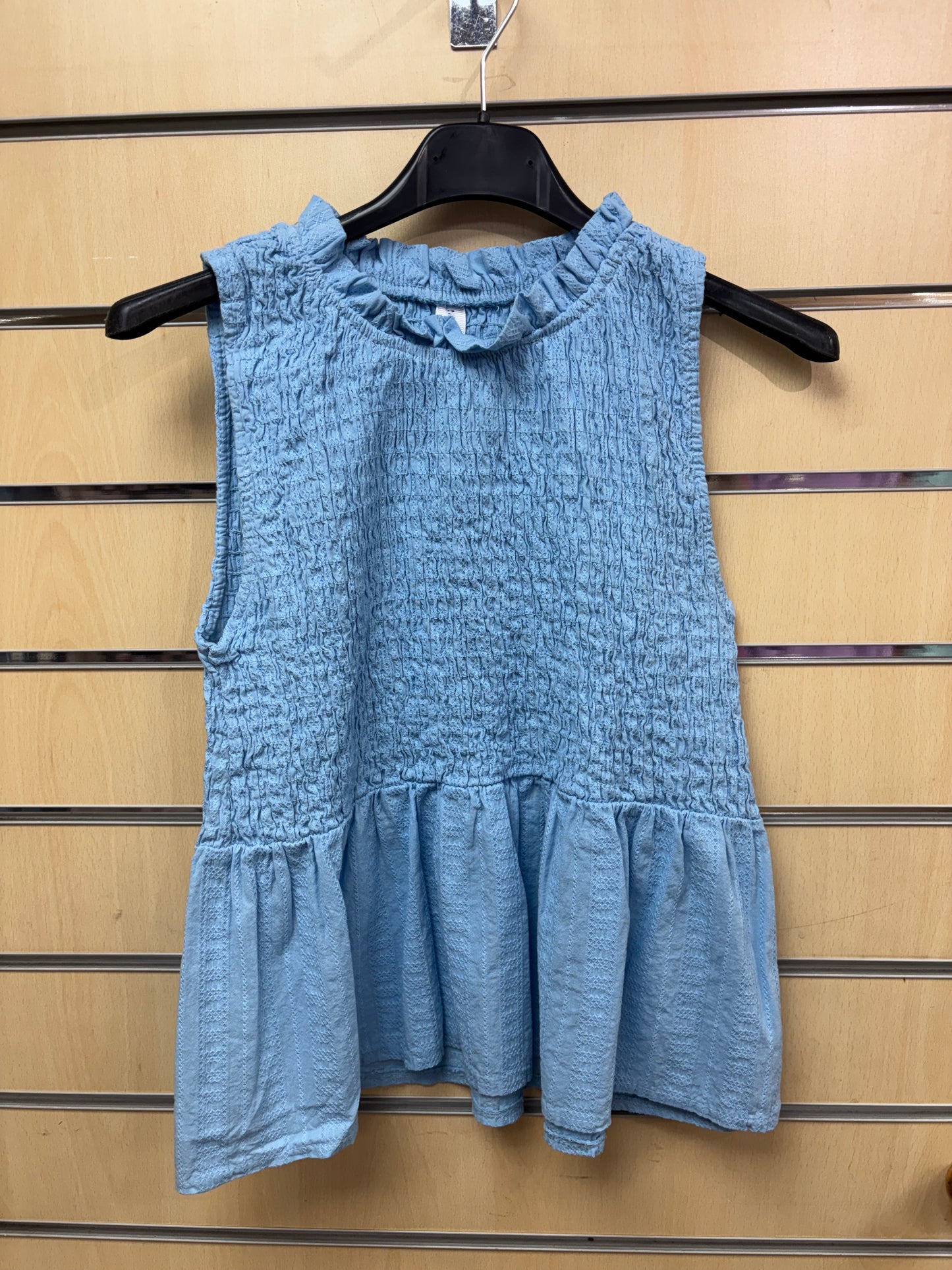 Stretch Ruffle Top in Blue