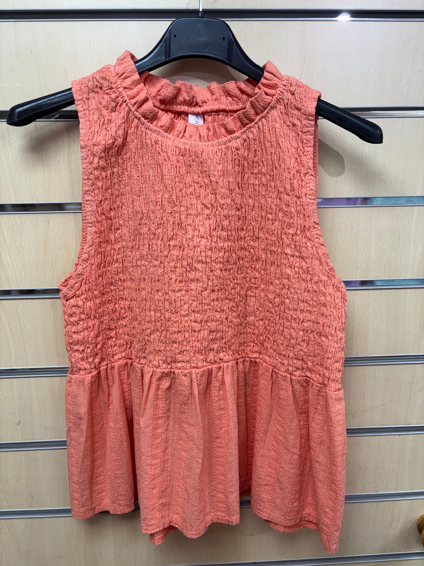Stretch Ruffle Top in Coral
