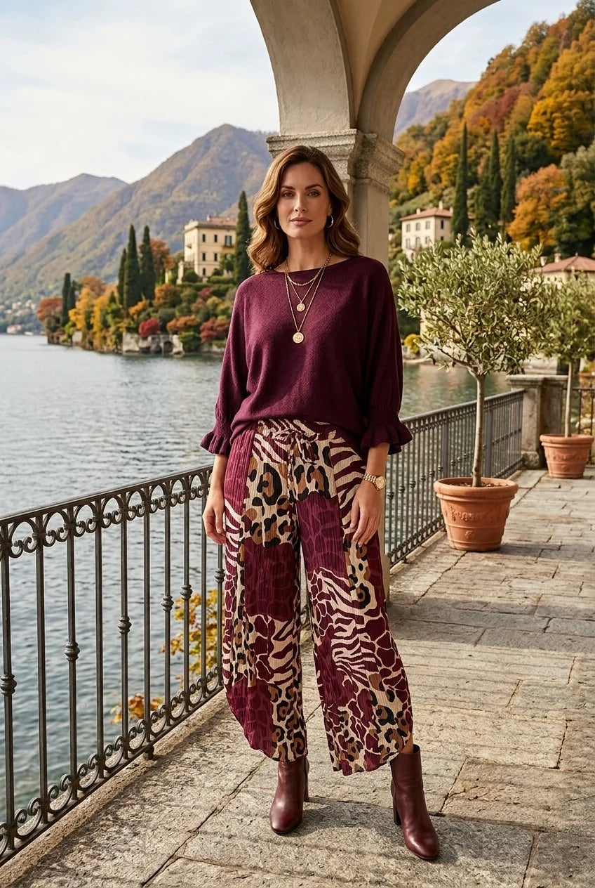 Frill Sleeve Jumper in Purple