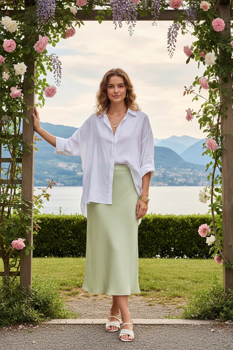 Plain Satin Skirt in Mint