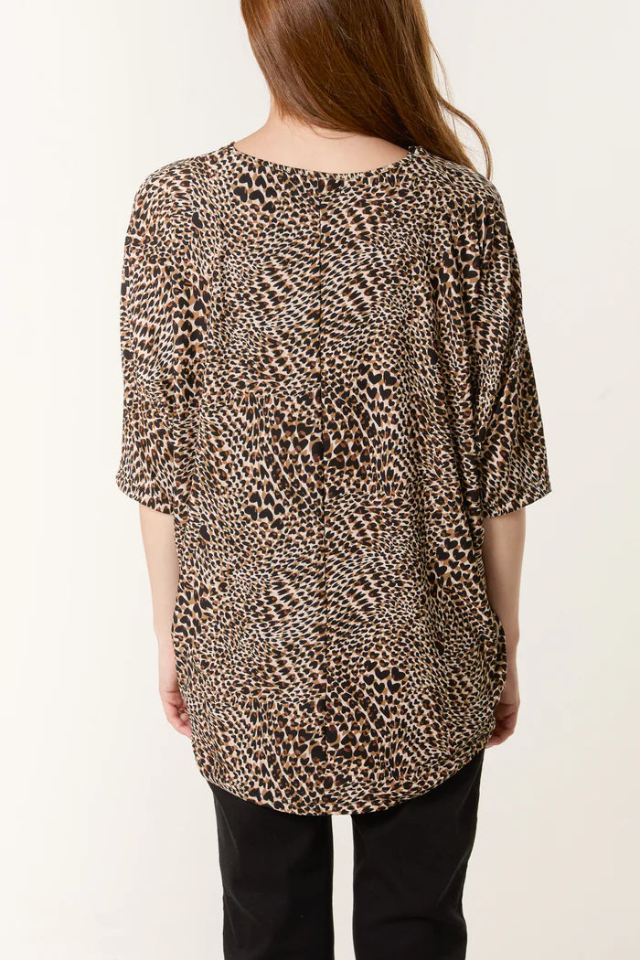 Animal Print Zip Front Top