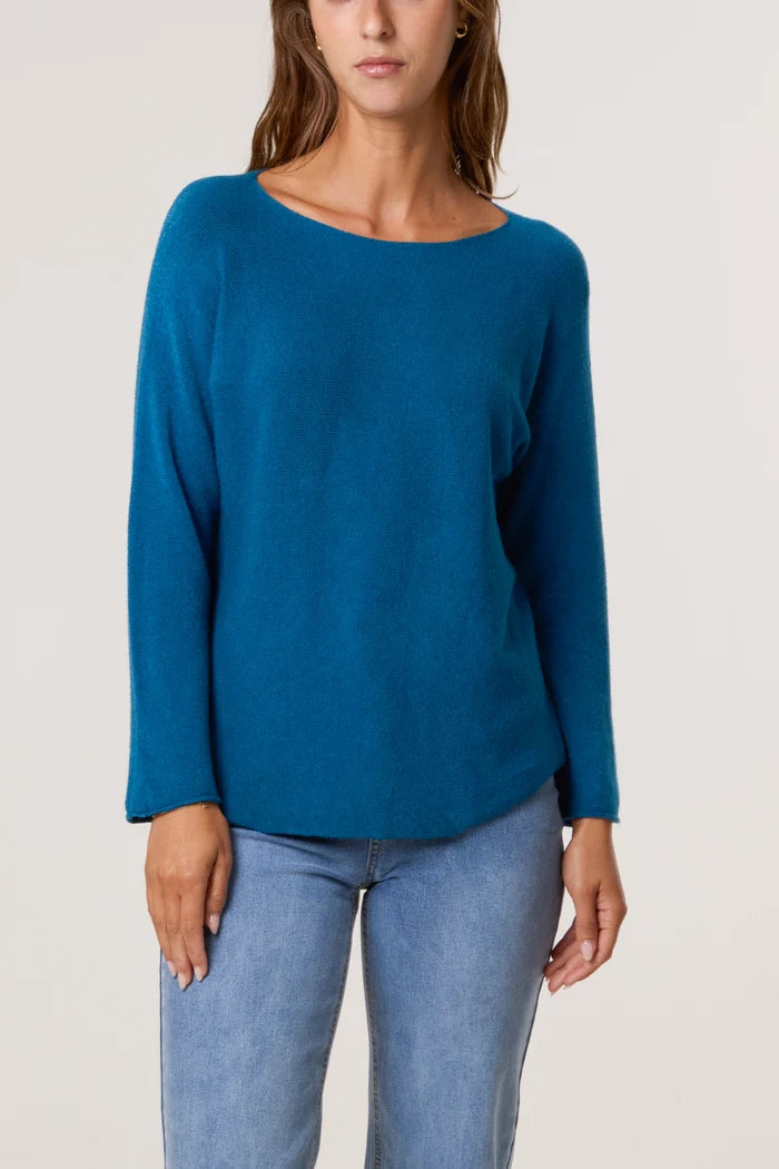 Round Neck Jumper in Petrol