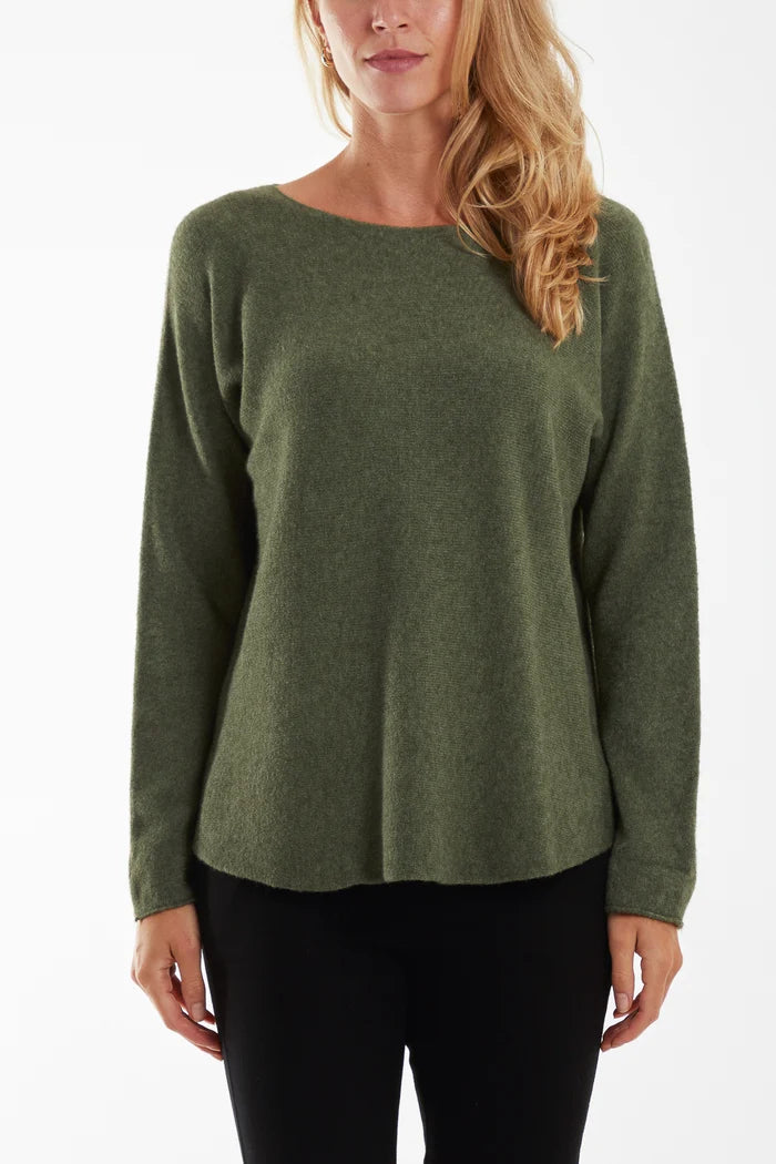Round Neck Jumper in Khaki