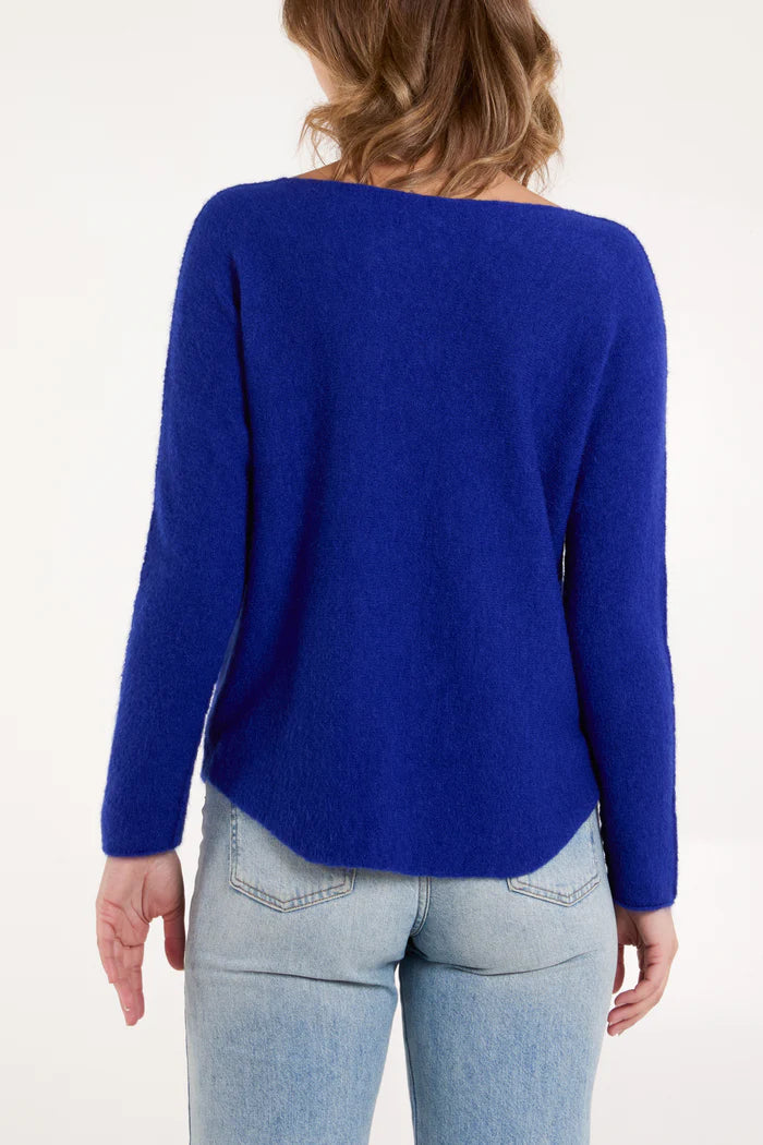 Soft touch v neck jumper in Royal blue