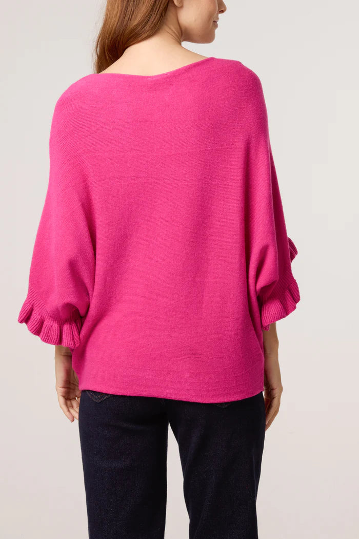 Ruffle Short Sleeve Knit Top in Pink