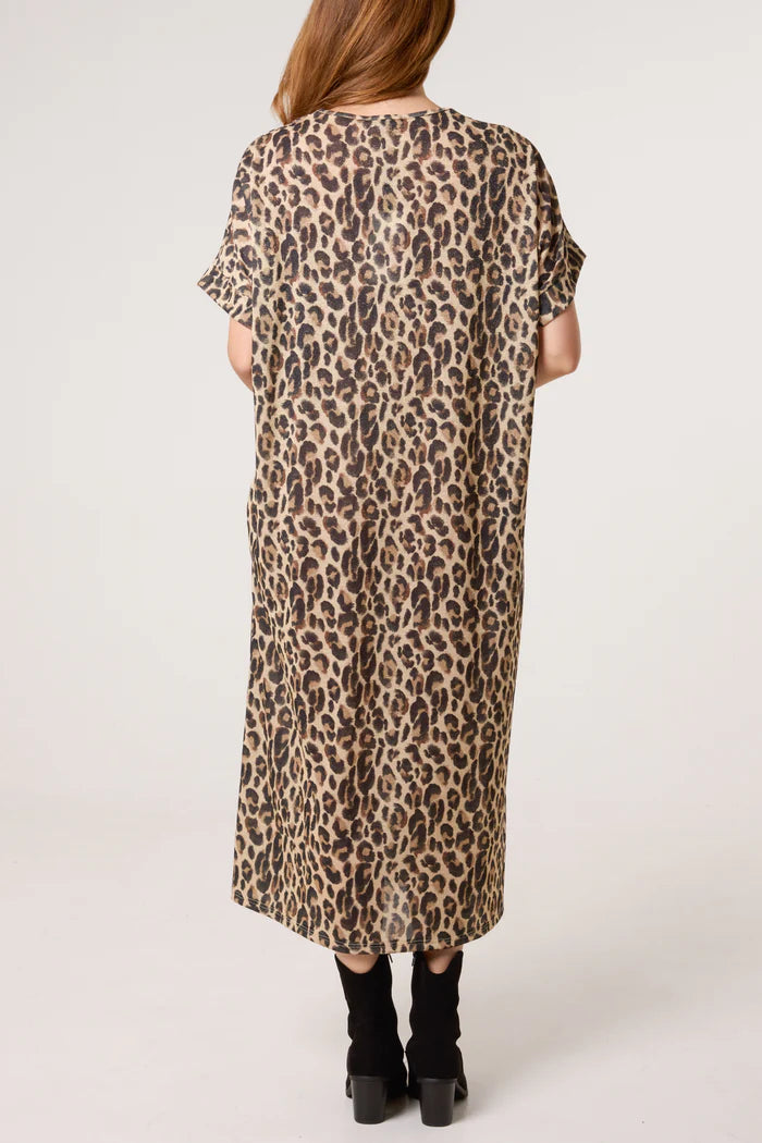 Shimmer Animal Print Midi Dress