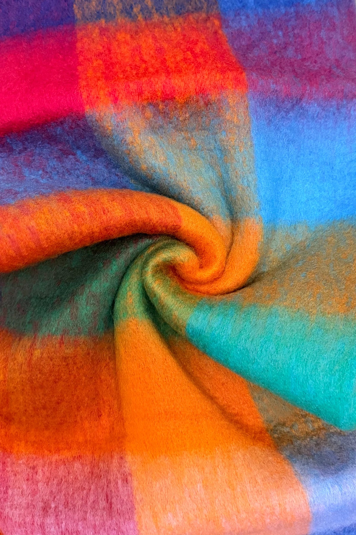 Multi Tone Check Chunky Tassel Scarf