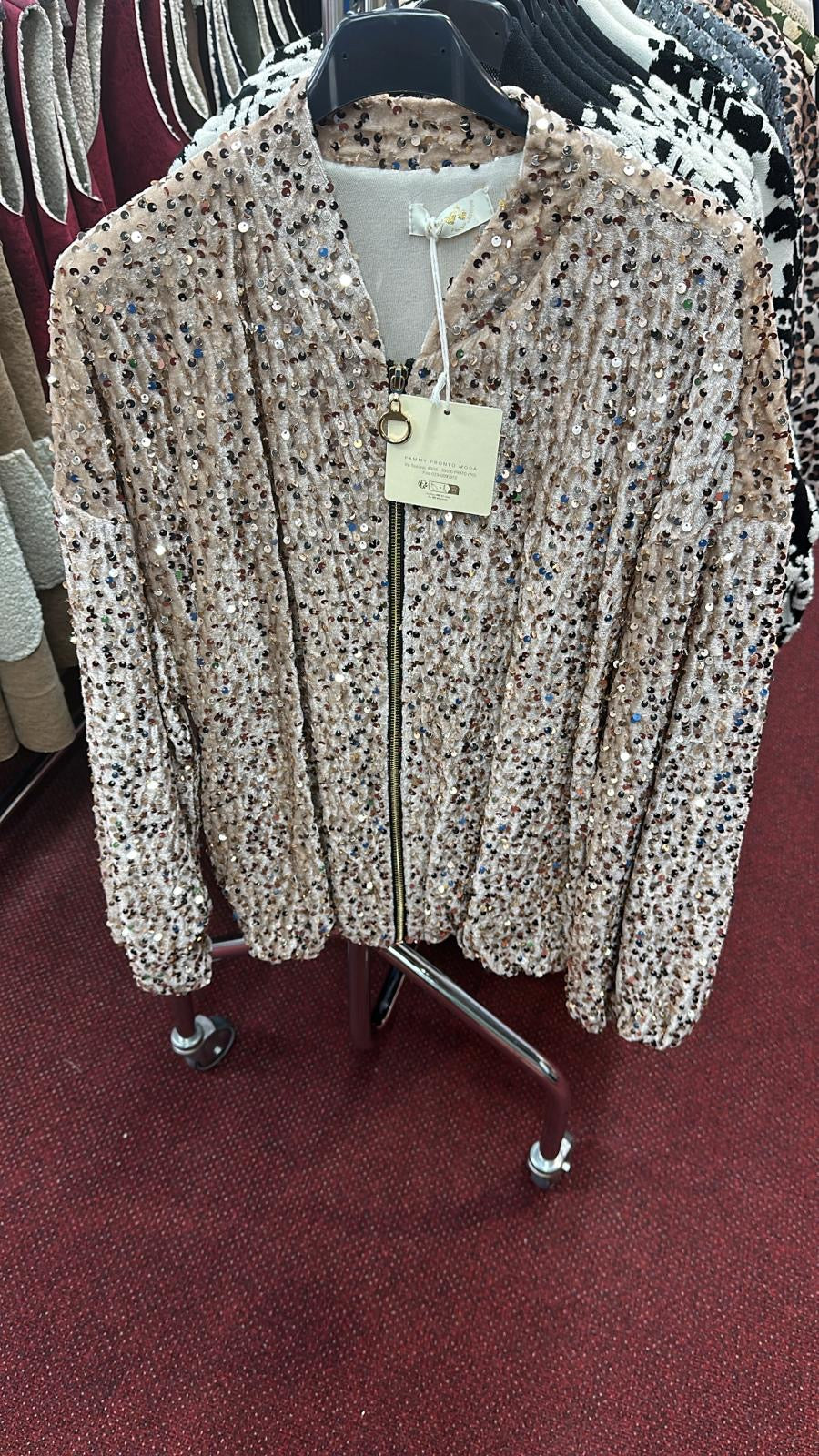 Sequin Bomber Jacket in Gold or Silver