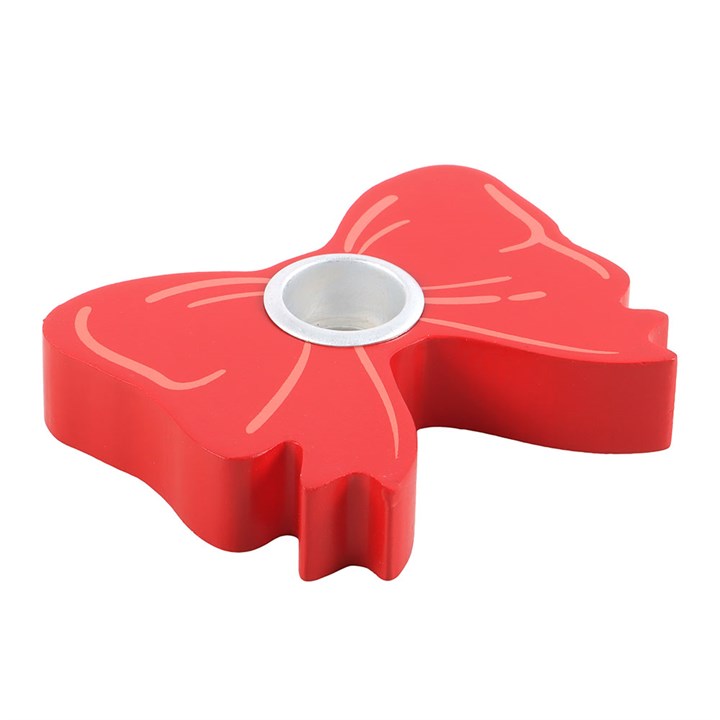 Red Bow Valentine's Day Taper Candle Holder