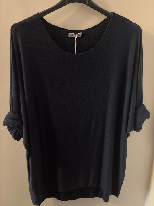 Fine Knit Jumper in Navy