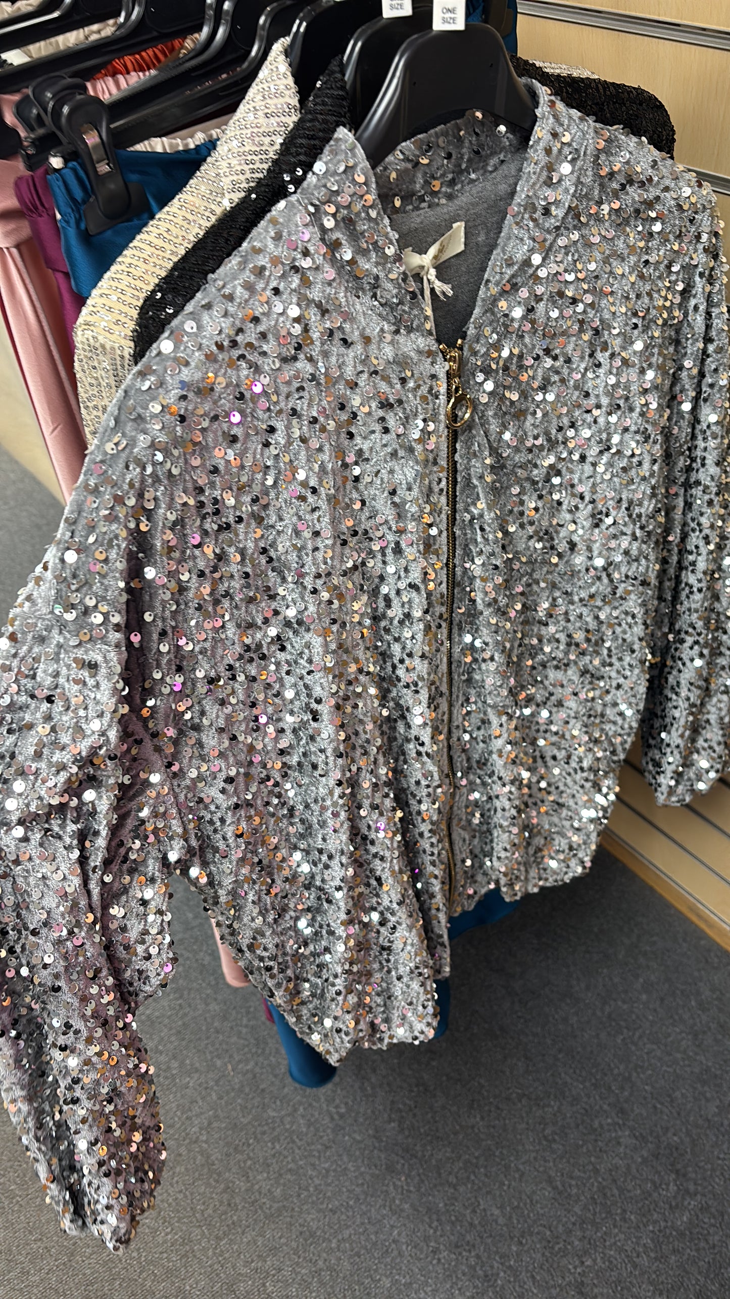 Sequin Bomber Jacket in Gold or Silver