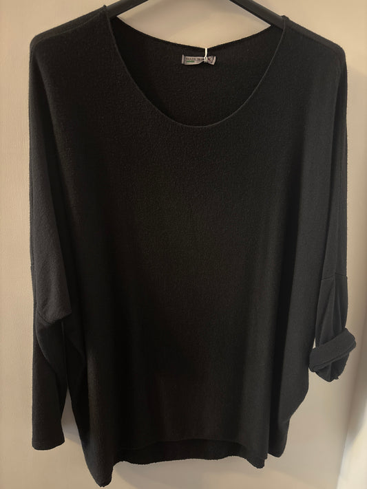 Fine Knit Jumper in Black