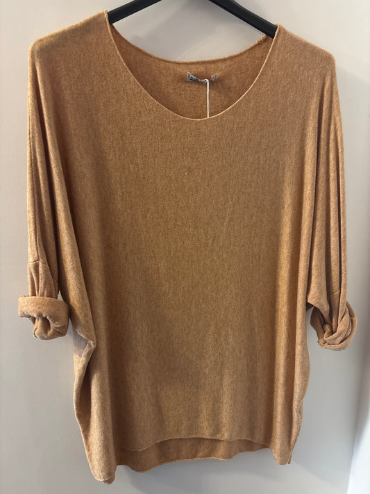 Fine Knit Jumper in Camel